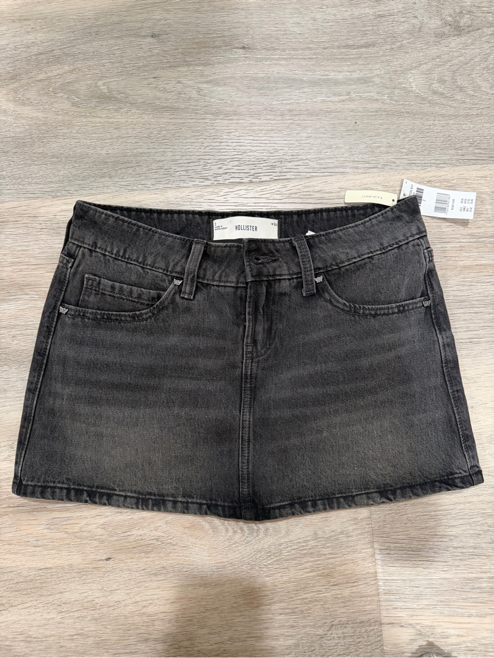 Hollister Charcoal Black Washed Denim Mini Skirt